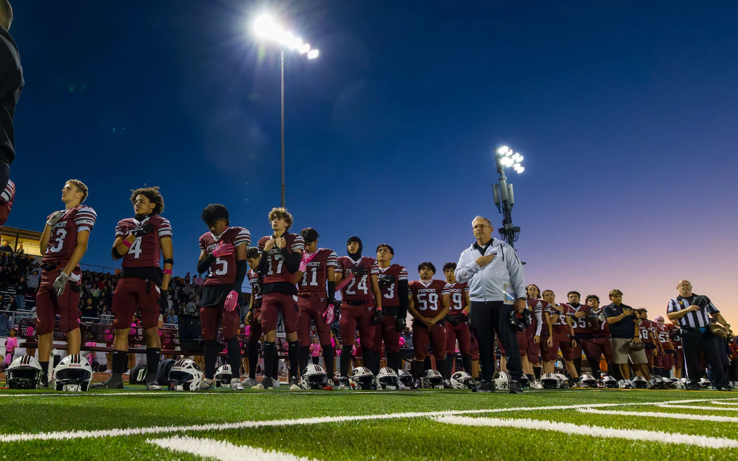 Fremont Football during the National Anthem